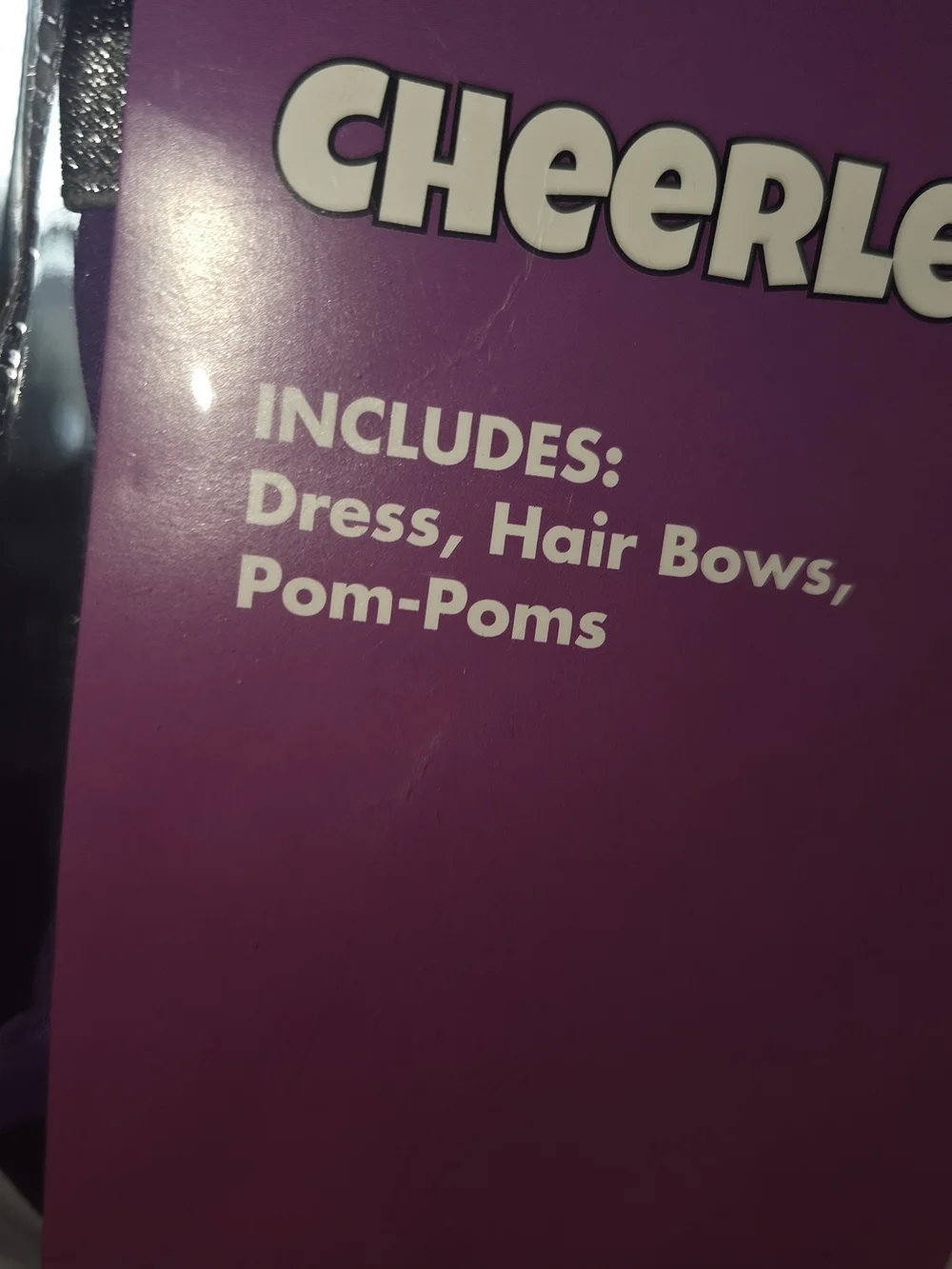 Spirit Purple Cheerleader Costume – Dress, Hair Bows & Pom-Poms